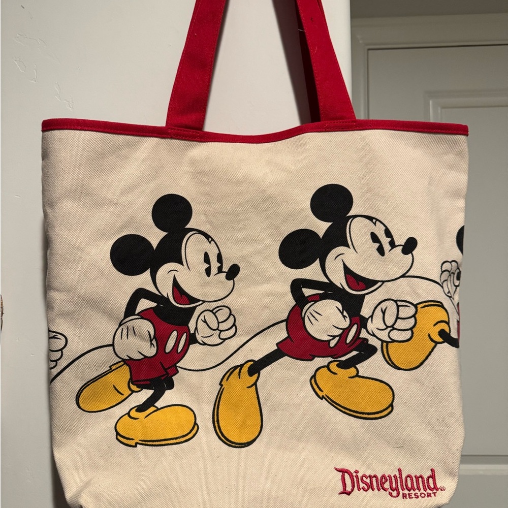 Disney Canvas Mickey Mouse Tote Bag in Cream, Black, Red, Yellow